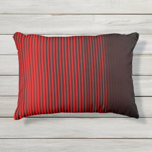 Coussin D'extérieur Motif de bande rouge et noire