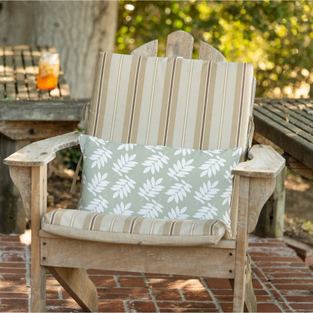 Coussin D'extérieur Motif de feuille aînée 2 voies vert + blanc (Chaise)