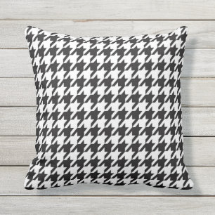 Coussin D'extérieur Motif de pied-de-poule noir et blanc