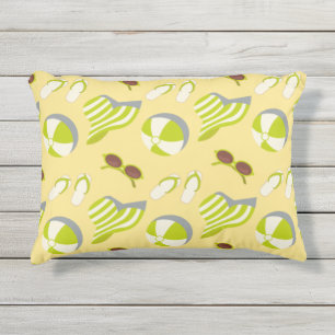 Coussin D'extérieur Motif de plage avec lunettes de soleil et casquett