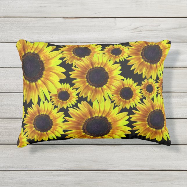 Coussin D'extérieur Motif de tournesol jaune vif (Devant)