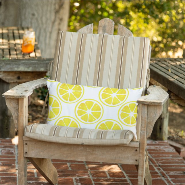 Coussin D'extérieur Motif de tranche de citron aquarelle (Chaise)