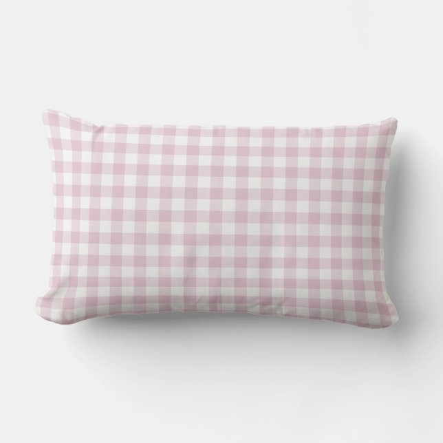 Coussin D'extérieur Motif En vichy chèque rose blanc (Recto)