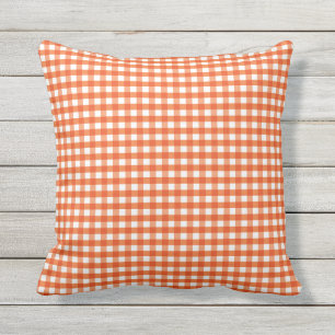 Coussin D'extérieur Motif En vichy orange et blanc
