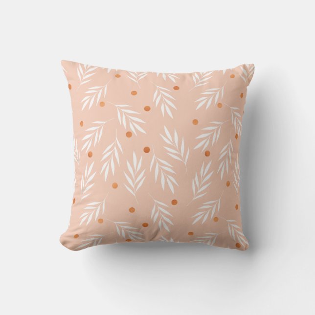 Coussin D'extérieur Motif Feuille moderne Apricot rose (Recto)