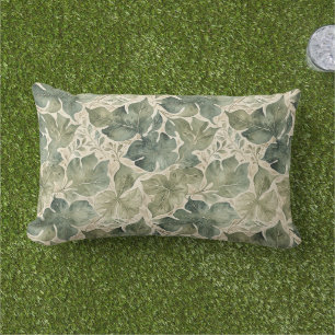 Coussin D'extérieur Motif feuille moderne en Sage et Turquoise