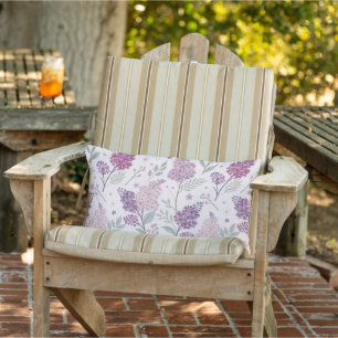 Coussin D'extérieur Motif floral lilas rose et violet tendre  
