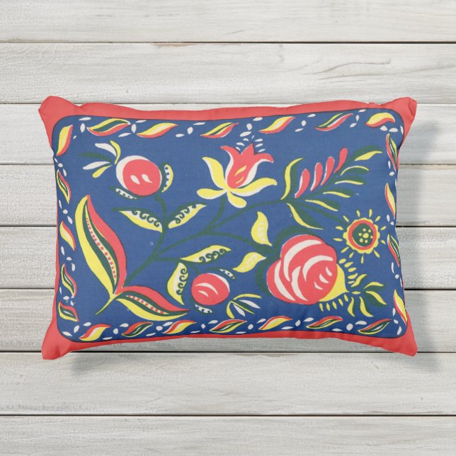 Coussin D'extérieur motif folklorique hollandais Pennsylvanie (Devant)