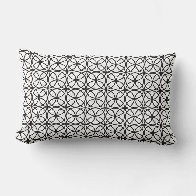 Coussin D'extérieur Motif géométrique en cercle blanc noir chic extéri (Recto)