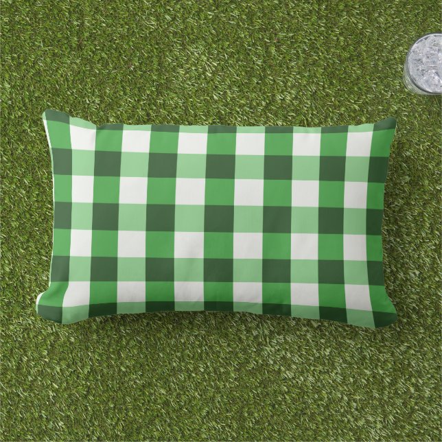 Coussin D'extérieur Motif Gingham Vert Forêt (Herbe)