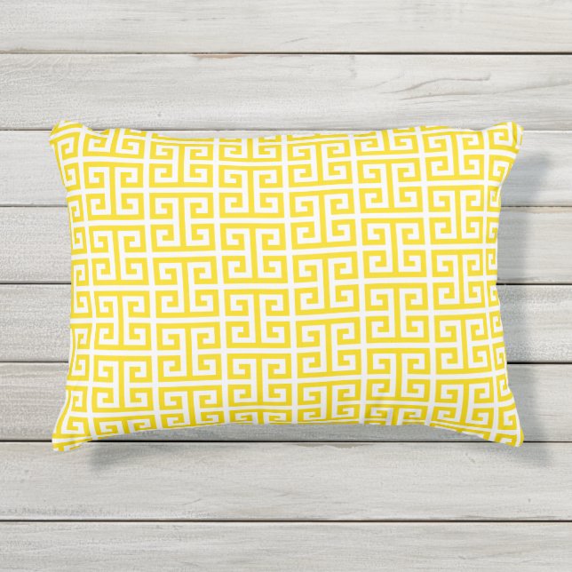 Coussin D'extérieur Motif grec jaune doré (Devant)