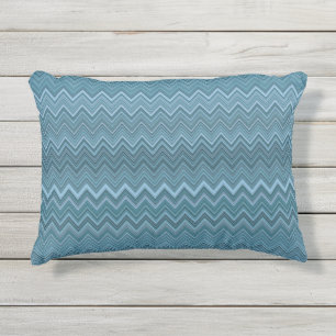 Coussin D'extérieur Motif gris bleu Zigzag Wavy