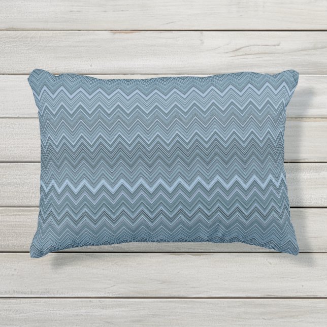 Coussin D'extérieur Motif gris bleu Zigzag Wavy (Devant)