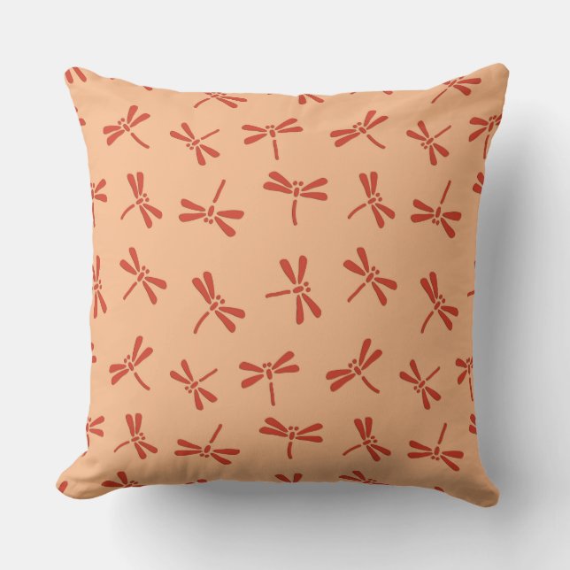 Coussin D'extérieur Motif japonais de libellule, mandarine (Recto)