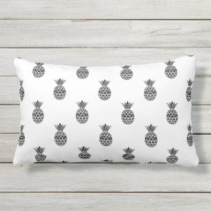 Coussin D'extérieur Motif moderne d'ananas noir et blanc pour l'extéri