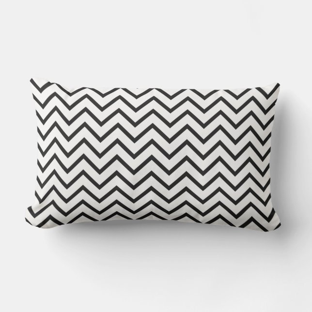 Coussin D'extérieur Motif moderne noir blanc Zigzag Chevron (Recto)