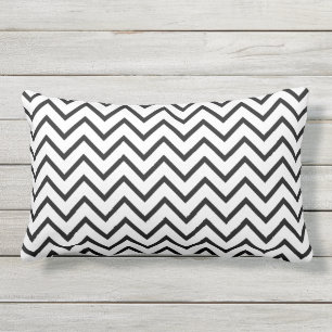 Coussin D'extérieur Motif moderne noir blanc Zigzag Chevron