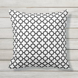 Coussin D'extérieur Motif Quatrefoil noir et blanc