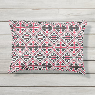 Coussin D'extérieur Motif rétro à point rouge et noir