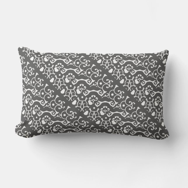 Coussin D'extérieur Motif sauvage abstrait gris et blanc (Recto)