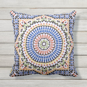 Coussin D'extérieur Motif traditionnel de tuile d'Azulejo de Portugais