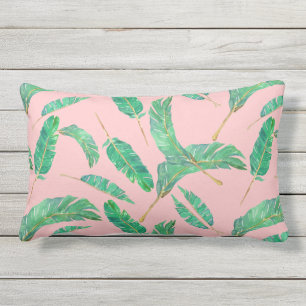Coussin D'extérieur Motif tropical de feuille de vert de rose de