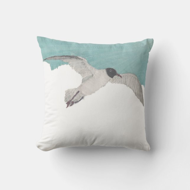 Coussin D'extérieur Mouette, oiseau, ciel, côtier, plage orientée (Recto)