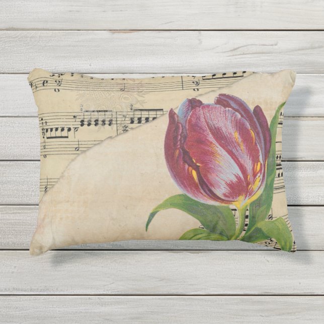 Coussin D'extérieur Musique victorienne vintage Tulips romantiques (Devant)