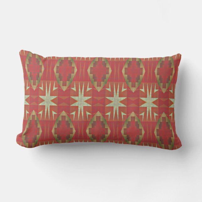 Coussin D'extérieur Mustard beige Ochre Brown Rouge Orange Tribal Art (Recto)