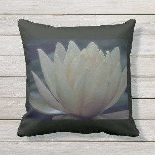 Coussin D'extérieur Nénuphar de fleur de Lotus blanc
