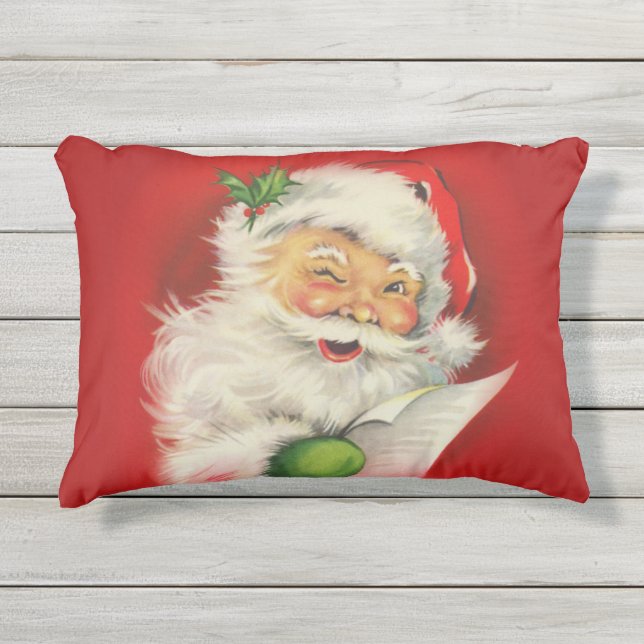 Coussin D'extérieur Noël du Père Noël vintage (Devant)