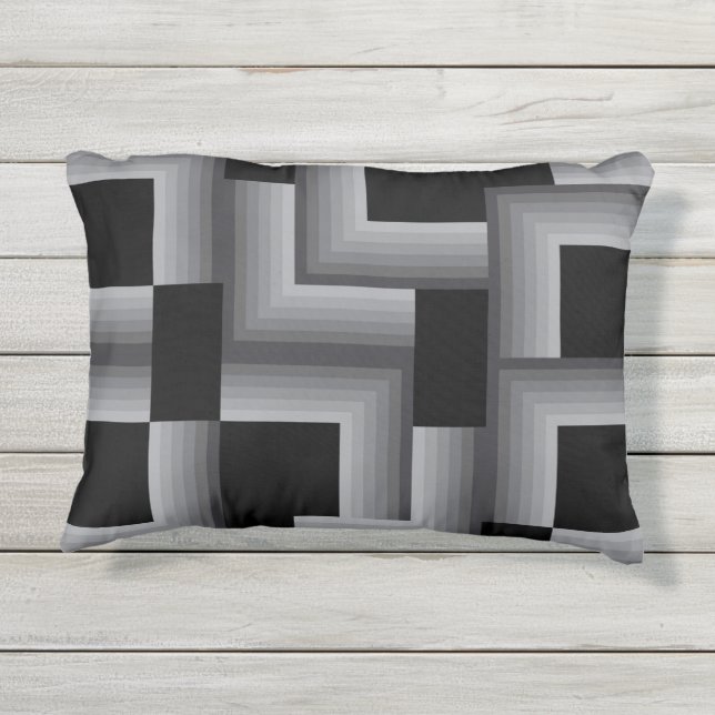 Coussin D'extérieur Noir, argent, cool, unique, tendance formes carrés (Dos)