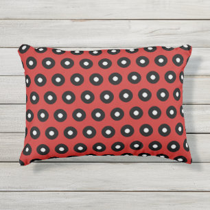 Coussin D'extérieur Noir/Blanc à pois sur fond rouge (modifiable)