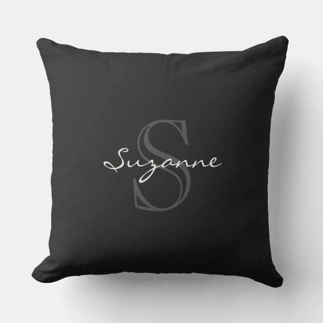 Coussin D'extérieur noir et blanc élégant (Recto)