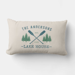 Coussin D'extérieur Nom de famille Lake House Oars Pine Trees Extérieu