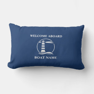 Coussin D'extérieur Nom du bateau Nautical Classic Lighthouse Navy Blu
