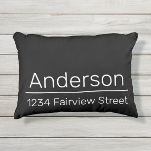 Coussin D'extérieur Nom du propriétaire Adresse municipale Noir et bla