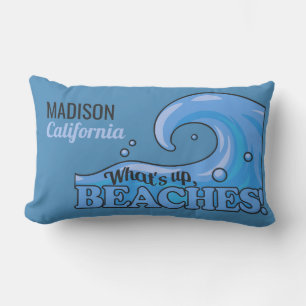 Coussin D'extérieur Nom et emplacement personnalisés Funny Beach Wave 