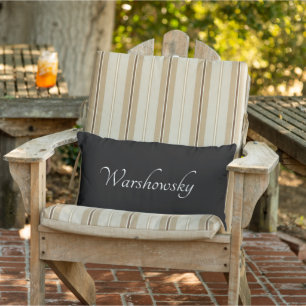 Coussin D'extérieur Nom monogramme noir blanc personnalisé