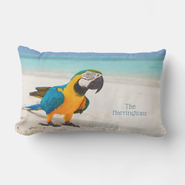 Coussin D'extérieur Nom personnalisé Beach Parrot (Recto)