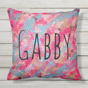 Coussin D'extérieur Nom personnalisé coloré de motif de mosaïque