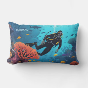 Coussin D'extérieur Nom personnalisé Scuba Diver