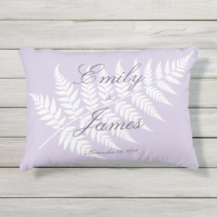 Coussin D'extérieur Noms de couple Fougère Blanche Lavande Douce Éléga