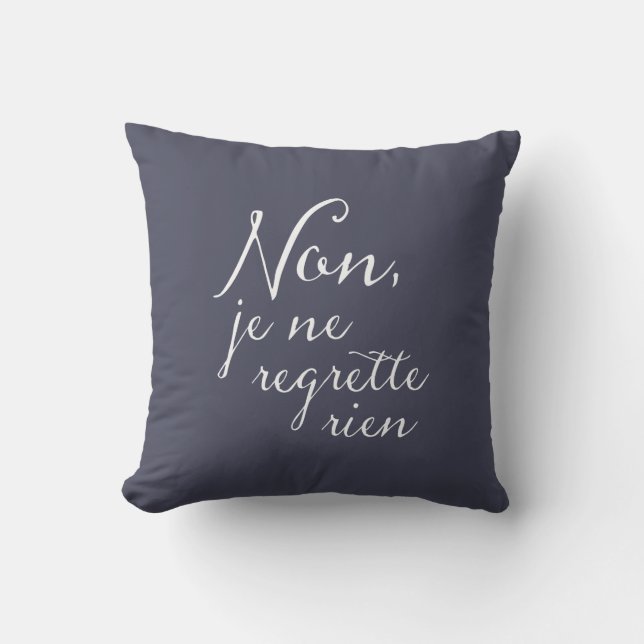 Coussin D'extérieur Non, textes français de chanson de Ne Regrette (Recto)