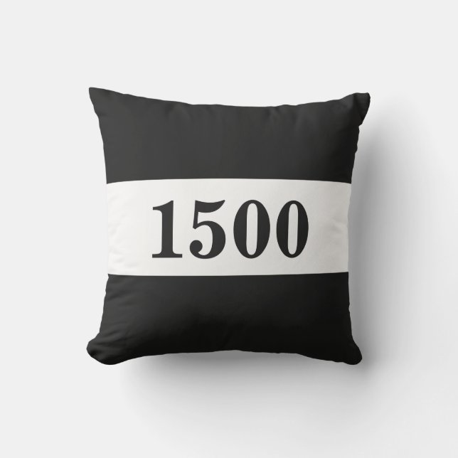 Coussin D'extérieur Numéro de maison noir et blanc fait sur commande (Recto)