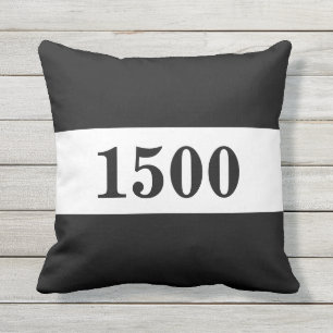 Coussin D'extérieur Numéro de maison noir et blanc fait sur commande