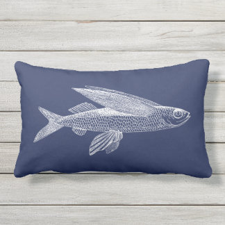 Coussin D'extérieur Ocean Fish Navy Bleu Blanc extérieur Lumbar Coussi