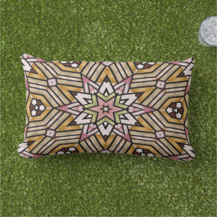 Coussin D'extérieur Ochre Mustard Jaune Taupe Brown rose Tribal Art