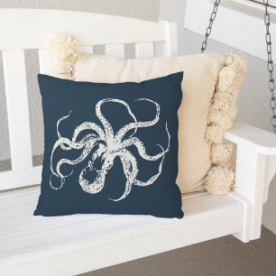 Coussin D'extérieur Octopus Vintage bleu marine