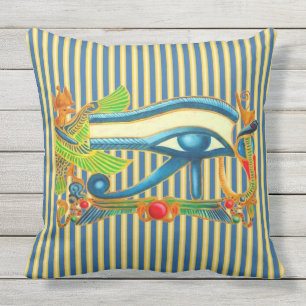 Coussin D'extérieur OEil d'Horus et de Phoenix sur l'or et le lapis la
